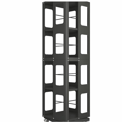 4-Tier Steel Rotating Bookshelf with 360° Wheels, Book Rack