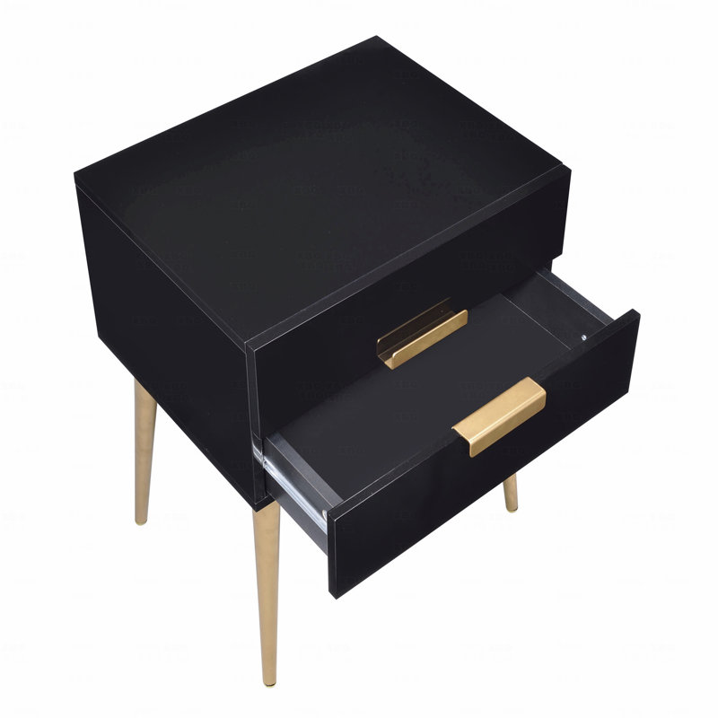Table d'appoint avec 2 tiroirs, Noir