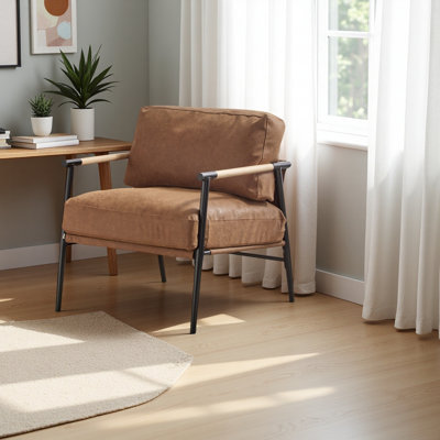 27.56" Accent Chair with Solid Wood Armrests