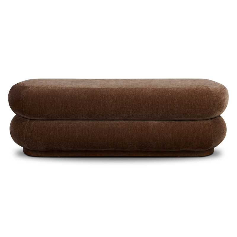 Banc rembourré en velours 52 po Varde, Brun