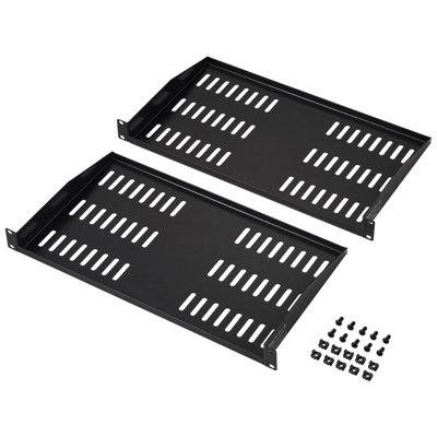 2PCS 1U Server Rack Shelf 10"/254 mm Depth Vented Rack Mount Shelf Tray