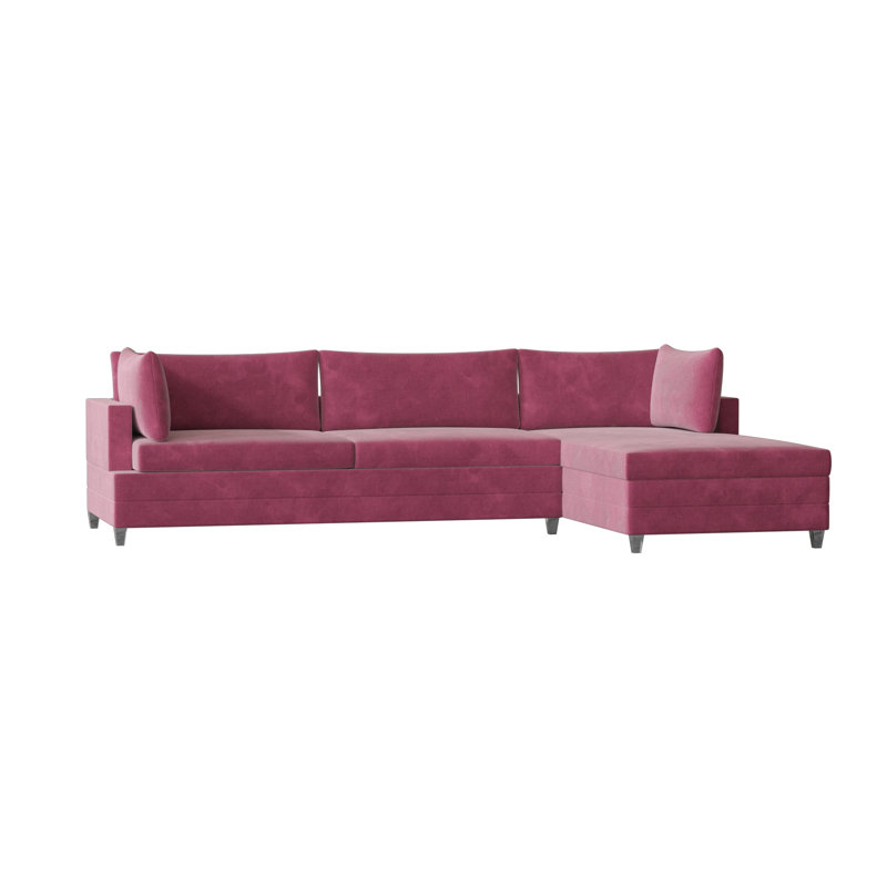 Todd Chaise Sectional, Antique White, Savona Fuchsia
