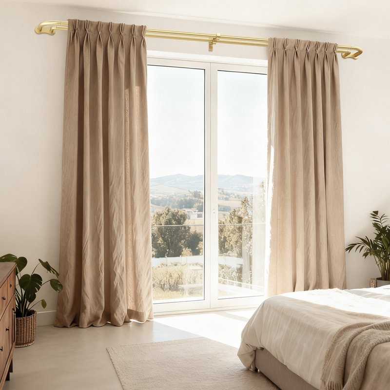 Tringle à rideaux double occultant moderne en acier allié durable de 36 po à 120 po, or, Gold, 36-120"