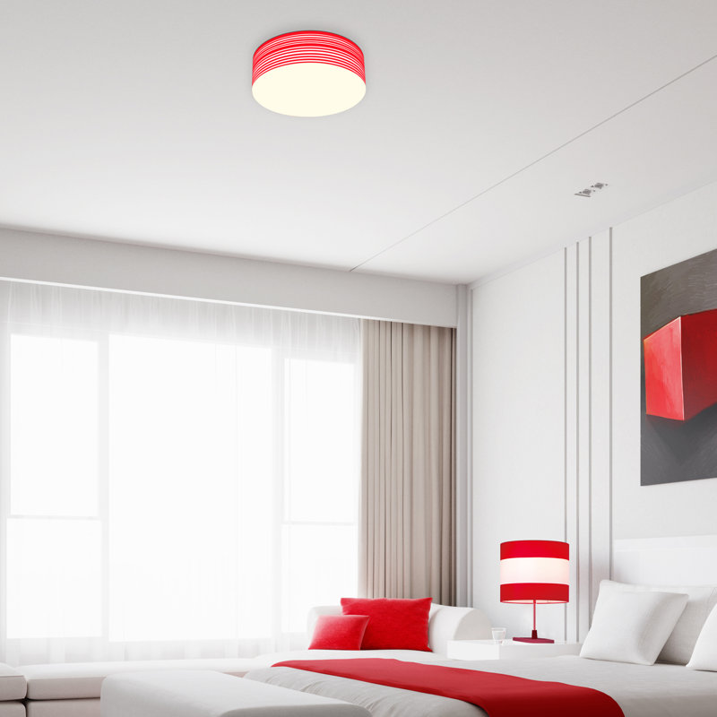 Plafonnier semi-encastré 1 lumière DEL Ara-Oluwa, H 7,45 po x l 17,72 po x P 17,72 po, Rouge