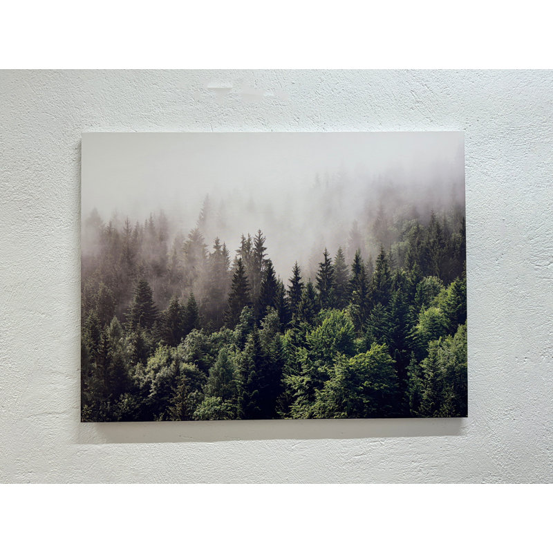 Impression sur toile Misty Forest: Elegant Nature Landscape Wall Decor, 1P WhiteFramedCanves