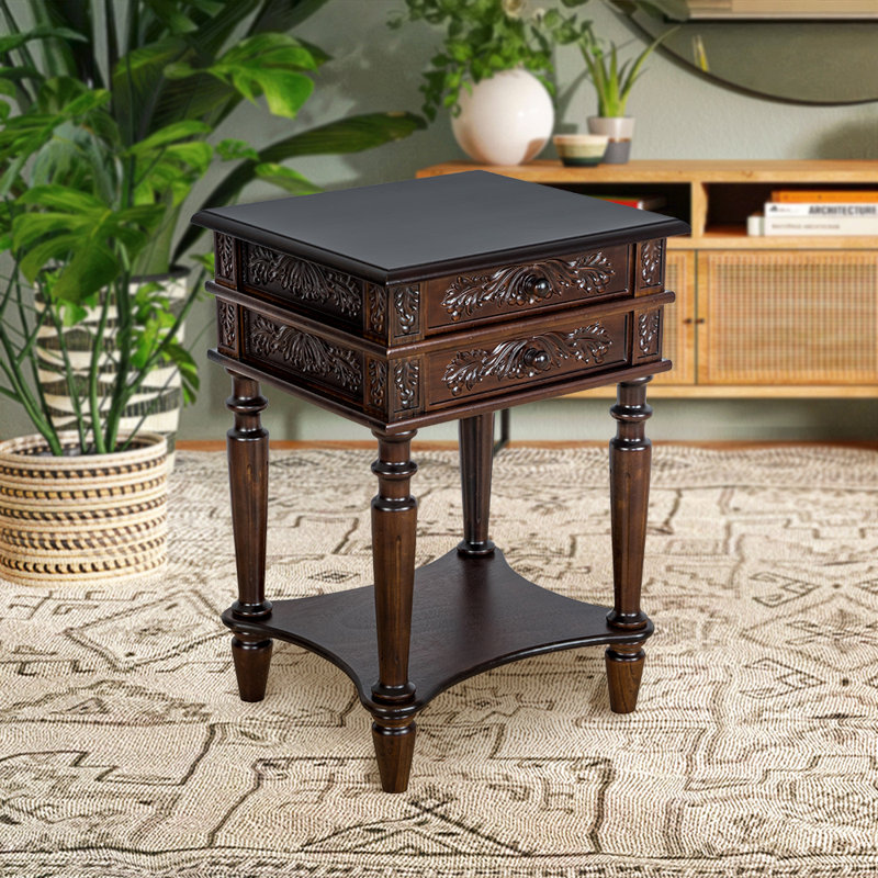 Aleman Solid Wood 2 - Drawer End Table