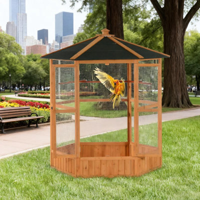Cage à oiseaux de 69 po pour l'extérieur avec design hexagonal