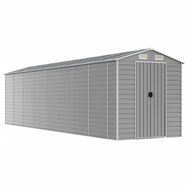Grande remise de jardin en acier galvanisé gris clair Vidaxl, Gris, H 78 po x l 285,4 po x P 75,2 po