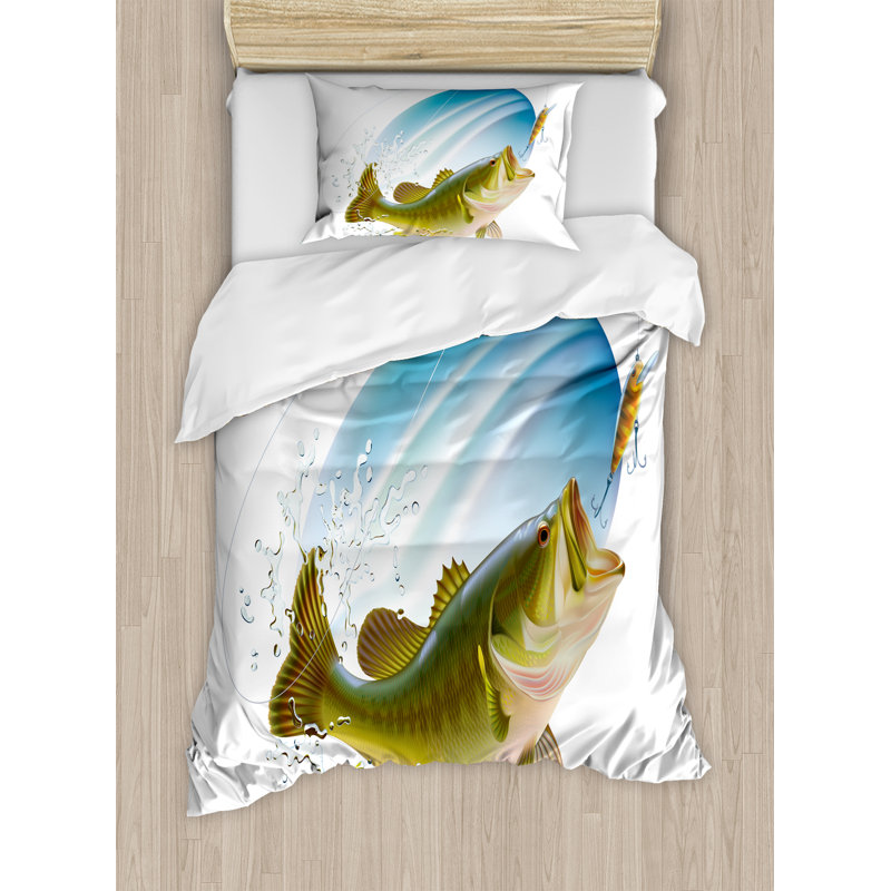 Fishing Coastal Polyester Duvet Cover, Twin