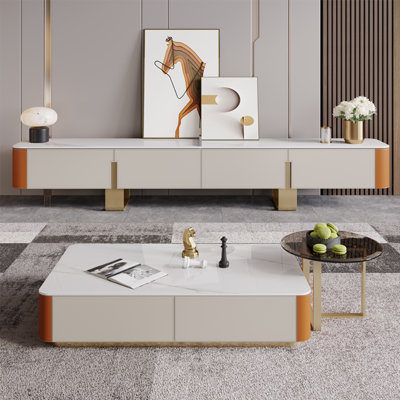 Modern style TV cabinet paired with coffee table