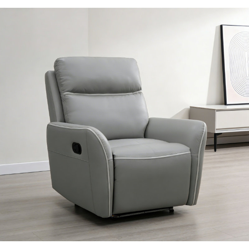Deck Chairs Light Grey Breathing Leather Recliner