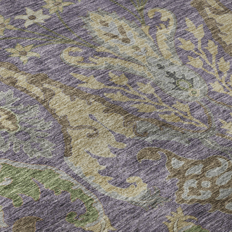 Premium Machine Washable Gurubaksh AMF1153 Global Rug, Rectangle 5 pi x 7 pi 6 po