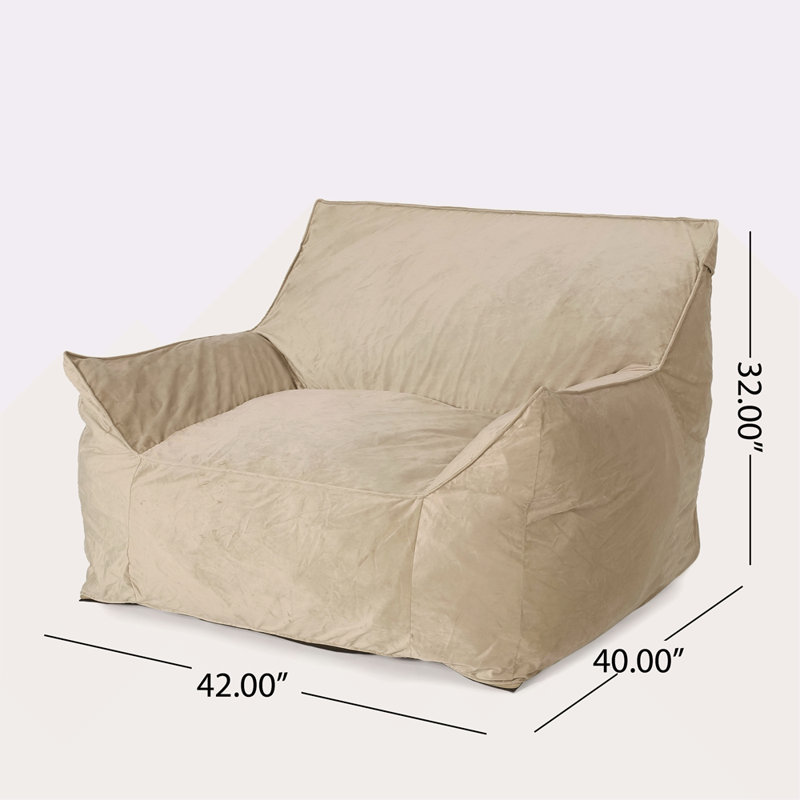 Fauteuil à billes en velours avec accoudoirs, Velours taupe