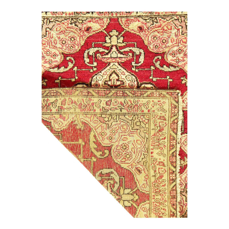 Tapis oriental rouge / beige en coton / laine Shideh