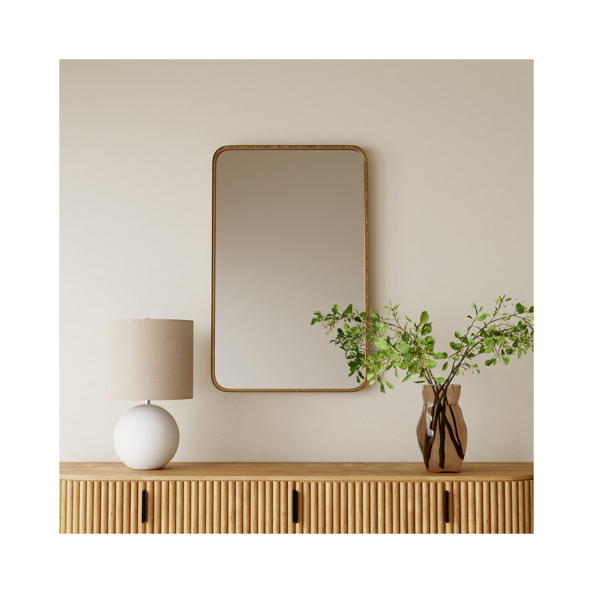Adrienne Metal Wall Mirror, 38" x 24", Gold Leaf, 1
