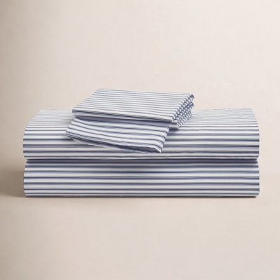 Navy French Ticking Crib Sheet