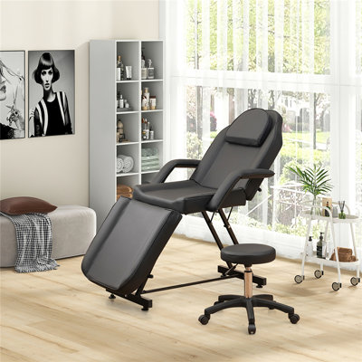 Fauteuil de 73 po avec tabouret hydraulique avec accoudoirs détachables et porte-serviettes 73 po