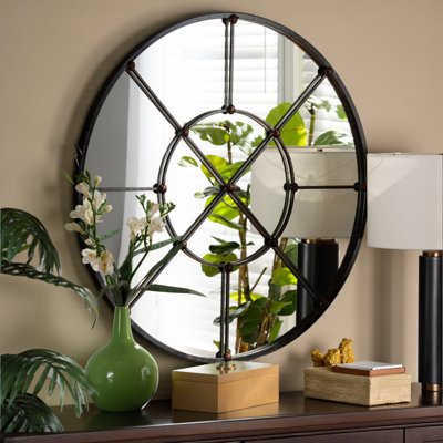 Miroir mural décoratif en métal noir et bronze Sparrow, H 35,84 po x l 35,84 po x P 0,34 po