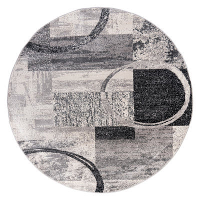 Bionda Geometric Area Rug in Cream/Black/Gray