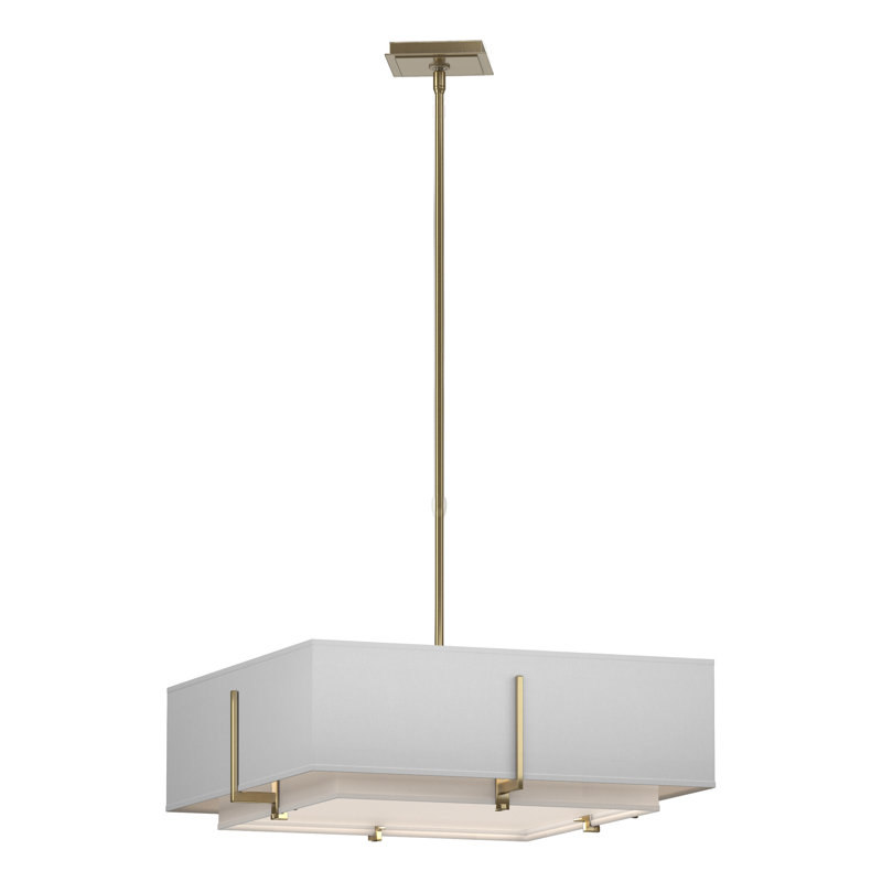 Exos 4 - Light Unique Square Pendant, Natural Anna Shade, Modern Brass, Medium