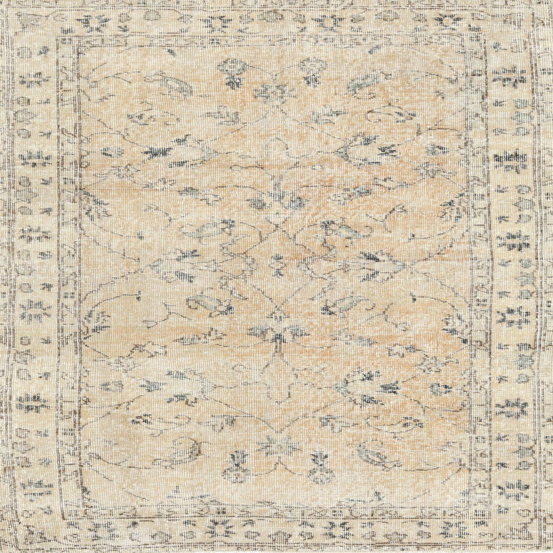 Tapis oriental bleu / beige, Carré 7 pi