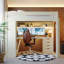 Lit mezzanine avec rangement, poste de travail moderne en bois et MDF