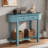Retro Console Table With Curved Design, Smooth Glaze, 2 Drawers And Metal Handles-1385624863
