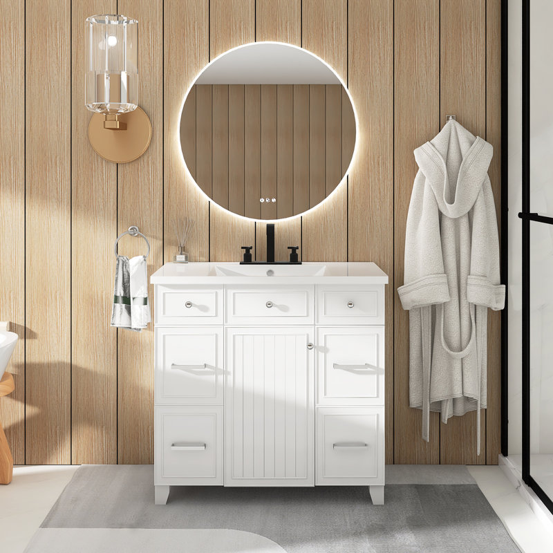 Meuble-lavabo simple 36 po avec lavabo, Blanc