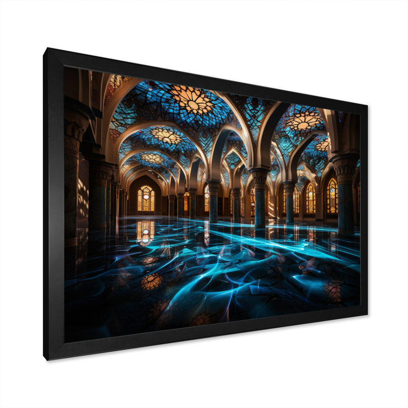«Mosquée de l'Islam», reproduction d'art, H 16 po x l 32 po x P 1 po, Cadre simple noir