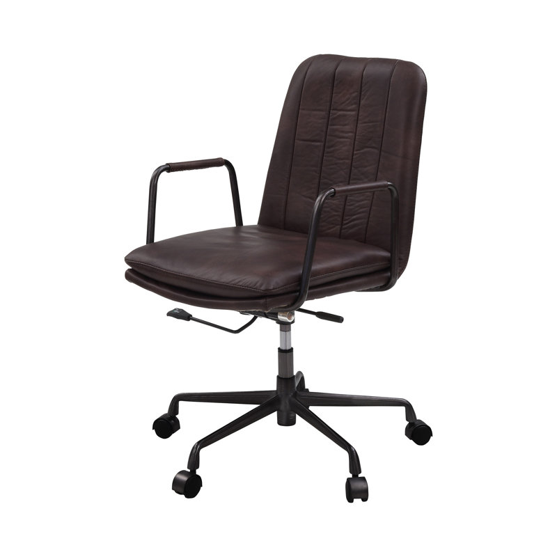 Mars Top Office Chair With Swivel, Brown, Black, Genuine Leather