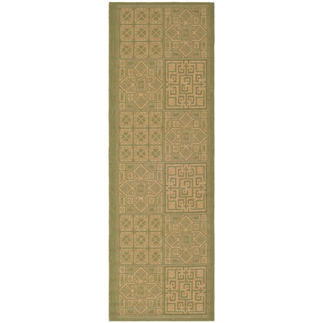 Tapis d’usage intérieur/extérieur vert olive/naturel Herefordshire, Tapis de couloir 2 pi 4 po x 6 pi 7 po