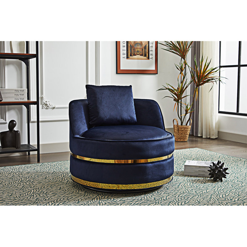 Fauteuil demi-tonneau Modern, Velours bleu
