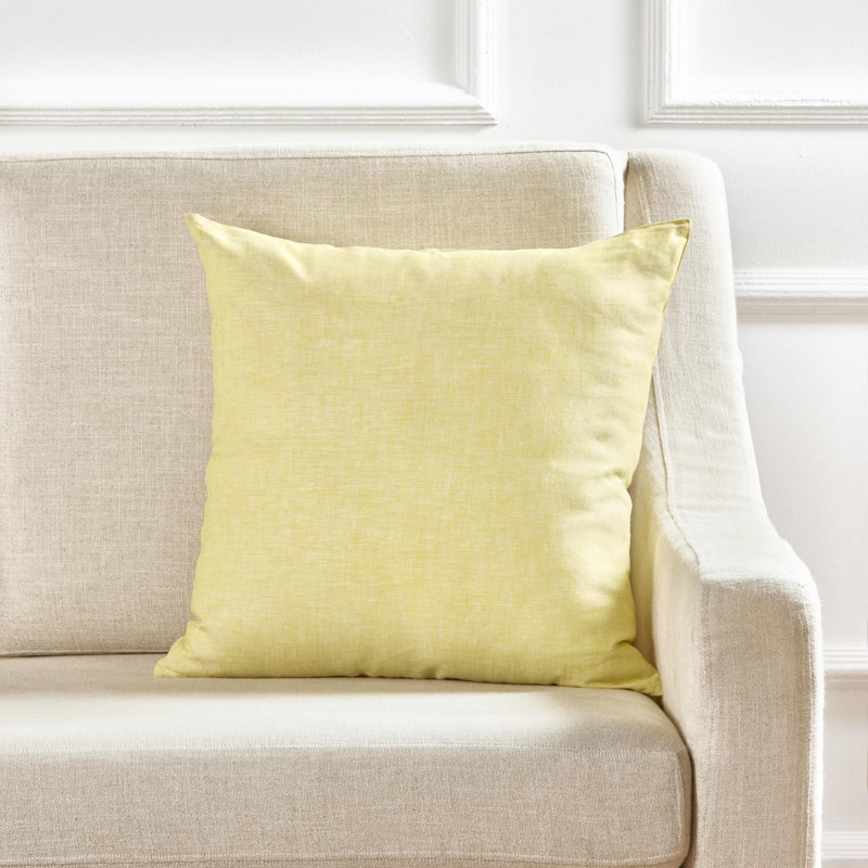 Montauk - 100% Pure Linen Pillow Cover, Chambray Lemon Yellow