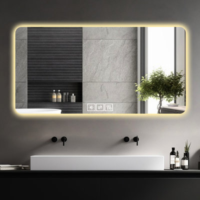Miroir de salle de bain avec DEL 28 po x 60 po - Résistance à la corrosion, doux, fonction réglable