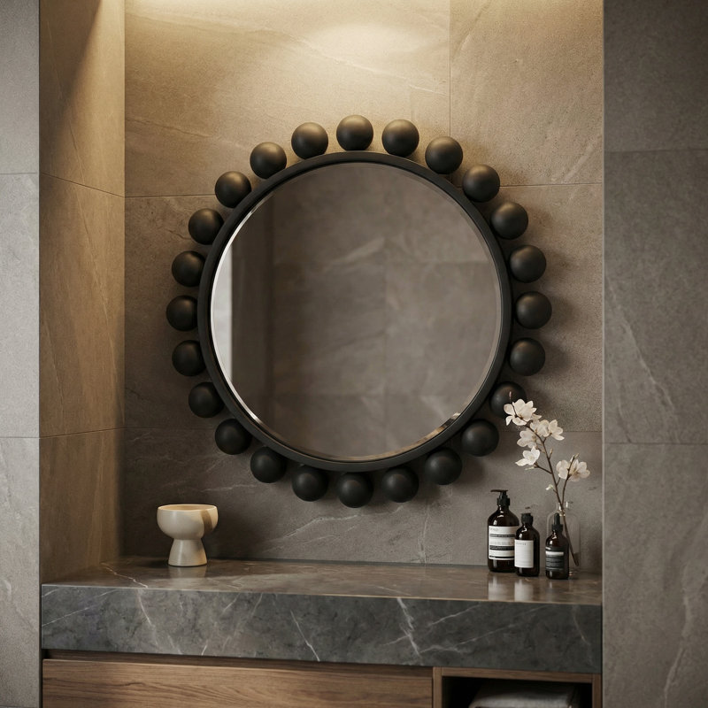 Cooper Flat Metal Wall Mirror, Black