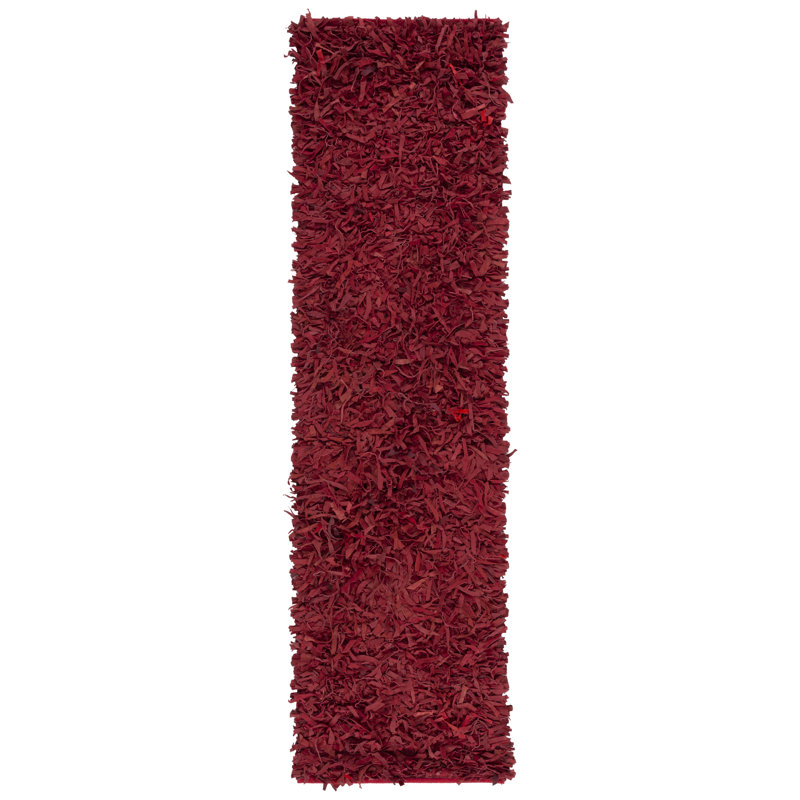 Schaefer Handwoven Leather Solid Color Rug, Runner 2'3" x 8'
