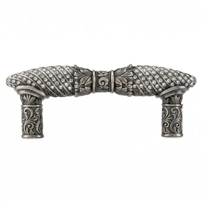 FONTAINEBLEAU 3" C TO C PULL; DECORATED WITH SWAROVSKI® CLEAR CRYSTAL; MATTE SILVER FINISH