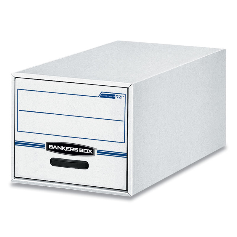 White and Blue Corrugated Cardboard File Storage Drawer, 25.5" x 14" x 11.5"