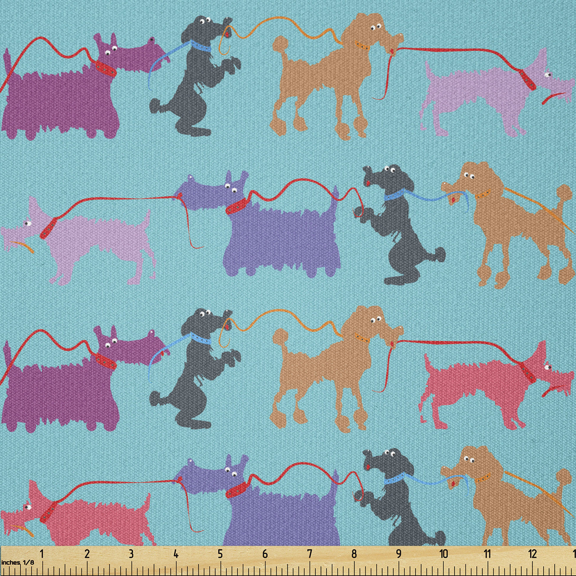 East Urban Home Dogs Fabric By The Yard, Variety Of Funny Dogs Holding ...