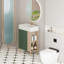 Meuble-lavabo à tablettes ouvertes de 21,6 pouces avec lavabo en céramique et porte à fermeture en douceur, idéal pour les vestiaires modernes-116332646