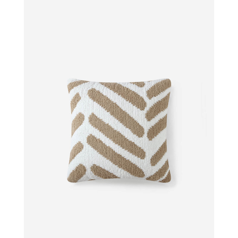 Tulum Square Pillow Cover & Insert, Biscotti/Off White Geometric