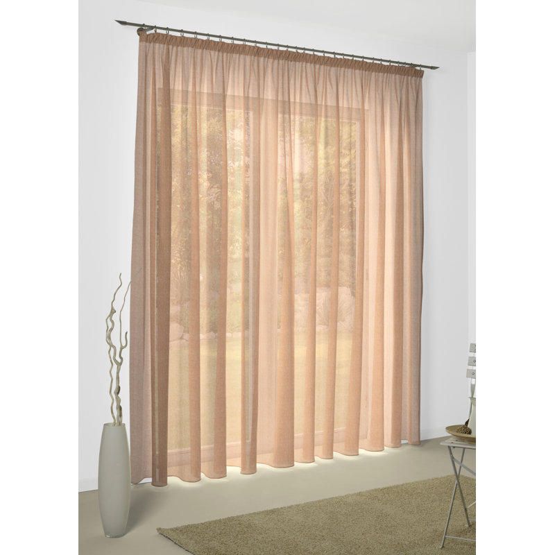 Quaniece Semi Sheer Single Curtain Panel, 245cm H x 135cm W, Terra