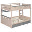 Lit superposé double pleine grandeur de style château avec 2 tiroirs, tablette et lumières DEL, lit superposé pour enfants, gris-1635822264-1635822246