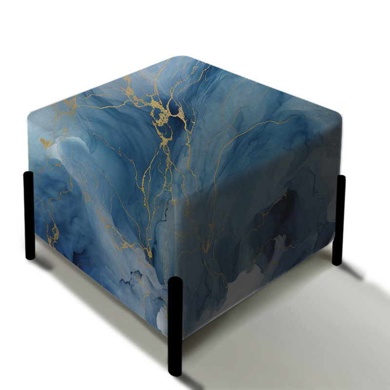 Motif de marbre bleu éthéré élégant - repose-pieds carré en marbre