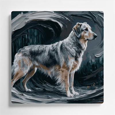 Chiens, art mural bleu en métal