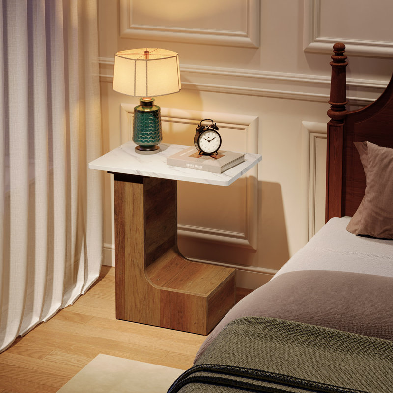 C-shaped End Table With Tabletop