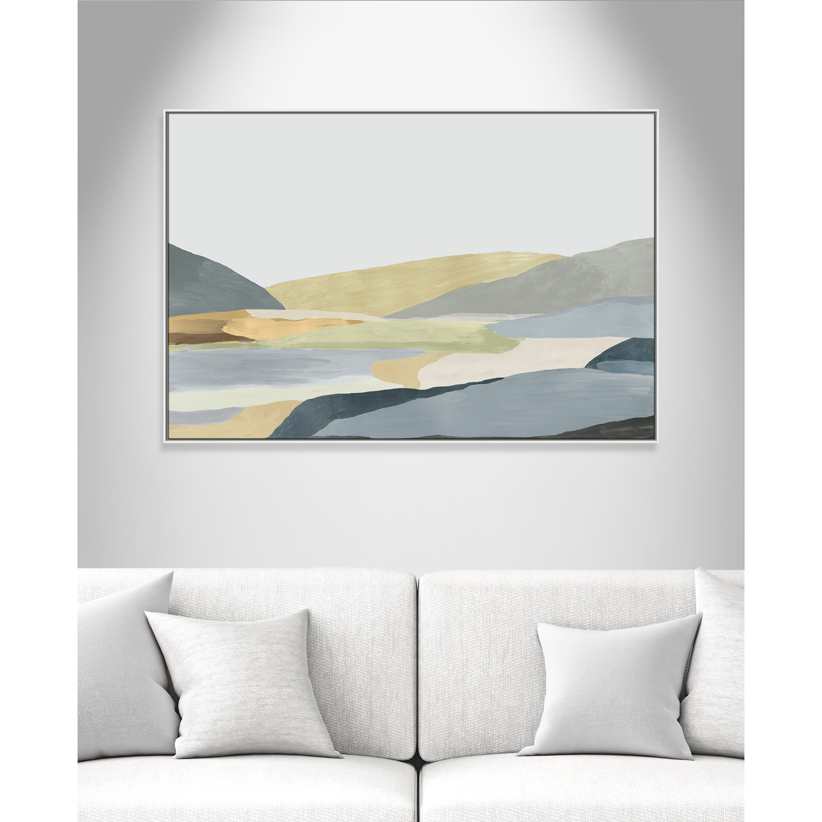 Blair "Warm Hills II" Painting, White Canvas, 41.5" H x 61.5" W x 2" D