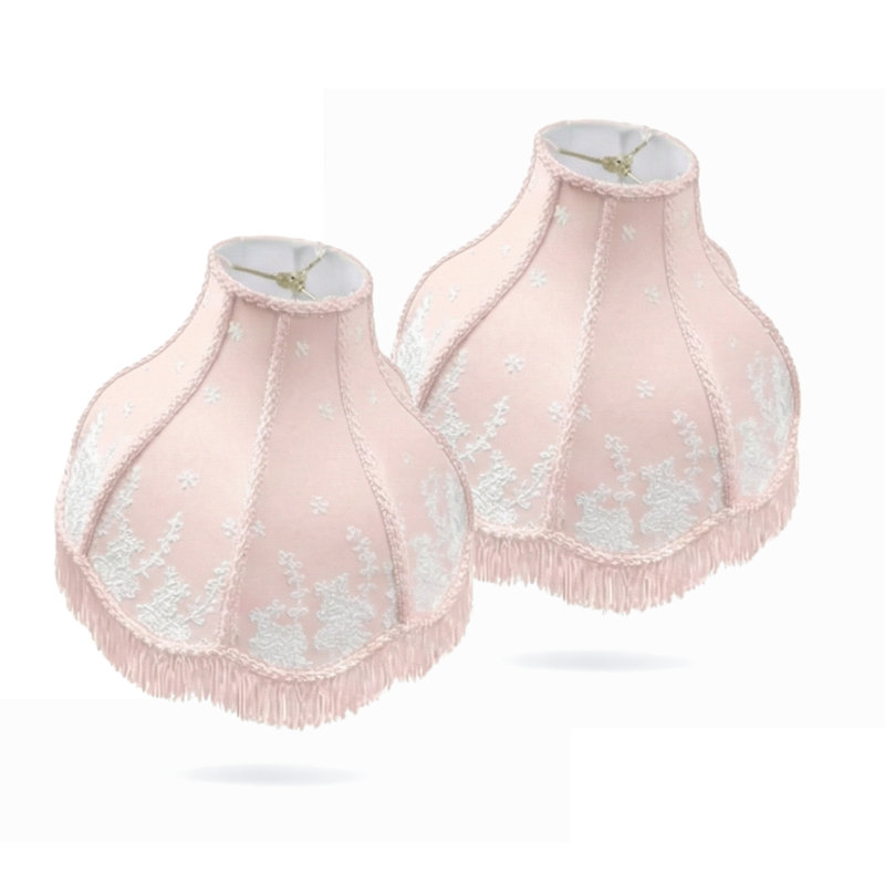 Abat-jours à franges festonnées Victorian, paquet de 2, Rose, H 3,5 po x l 11 po x P 9 po