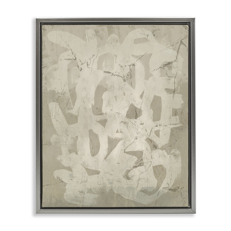 «Neutral Scribble», art mural sur toile flottante par June Erica Vess, Cadre flottant gris lustré