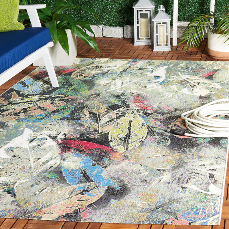 Barbados 500 Performance Floral Indoor/Outdoor Area Rug, Square 6'6"